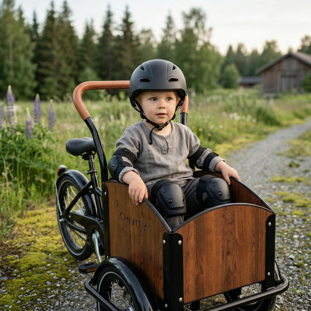 CHANTY Børnehjelm + Beskyttelsessæt – Sort
