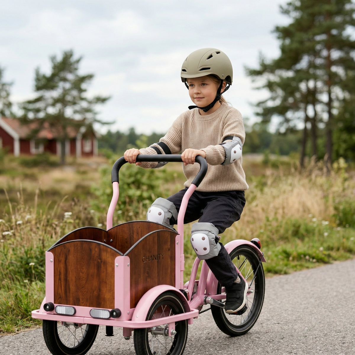 CHANTY Børnehjelm + Beskyttelsessæt – Sand Beige